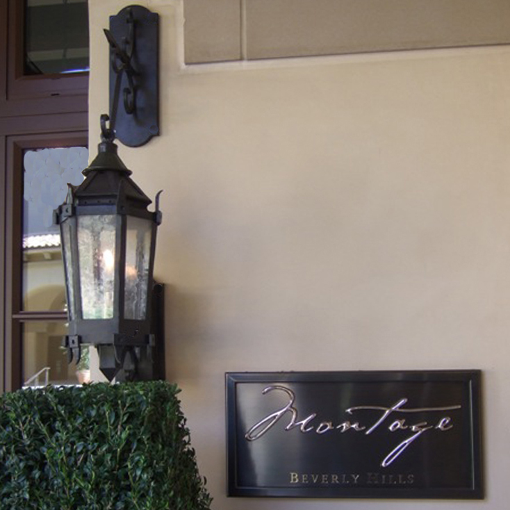 Custom lantern and plaque for the entrance of The Montage Hotel.